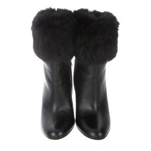 Salvatore Ferragamo Black Loris Fur-Trim Boot/S-6